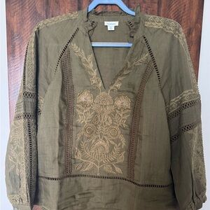 Sundance Olive Embroidered Blouse
